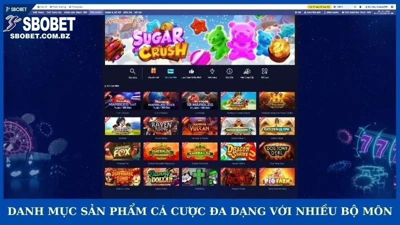 Danh mục sản phẩm cá cược đa dạng với nhiều bộ môn