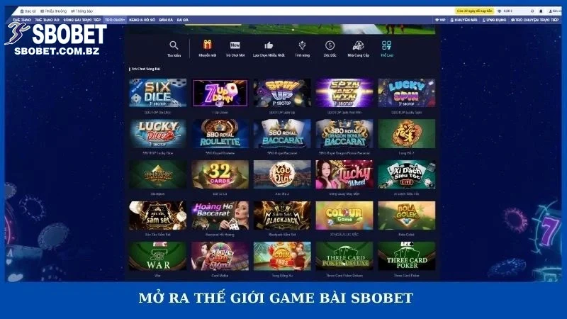 Mở ra thế giới game bài Sbobet