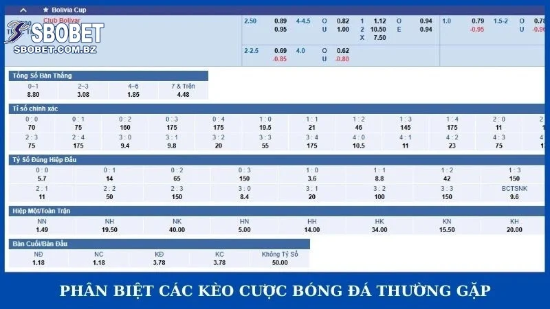 Phân biệt các kèo cược bóng đá thường gặp